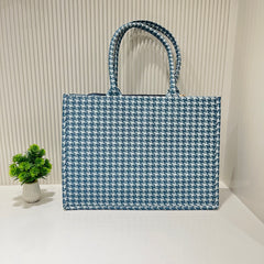 Houndstooth Blue - PU Tote bag