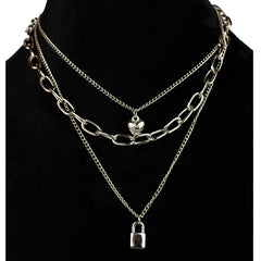 LAFERAH HEART & LOCK PENDANT CHAIN