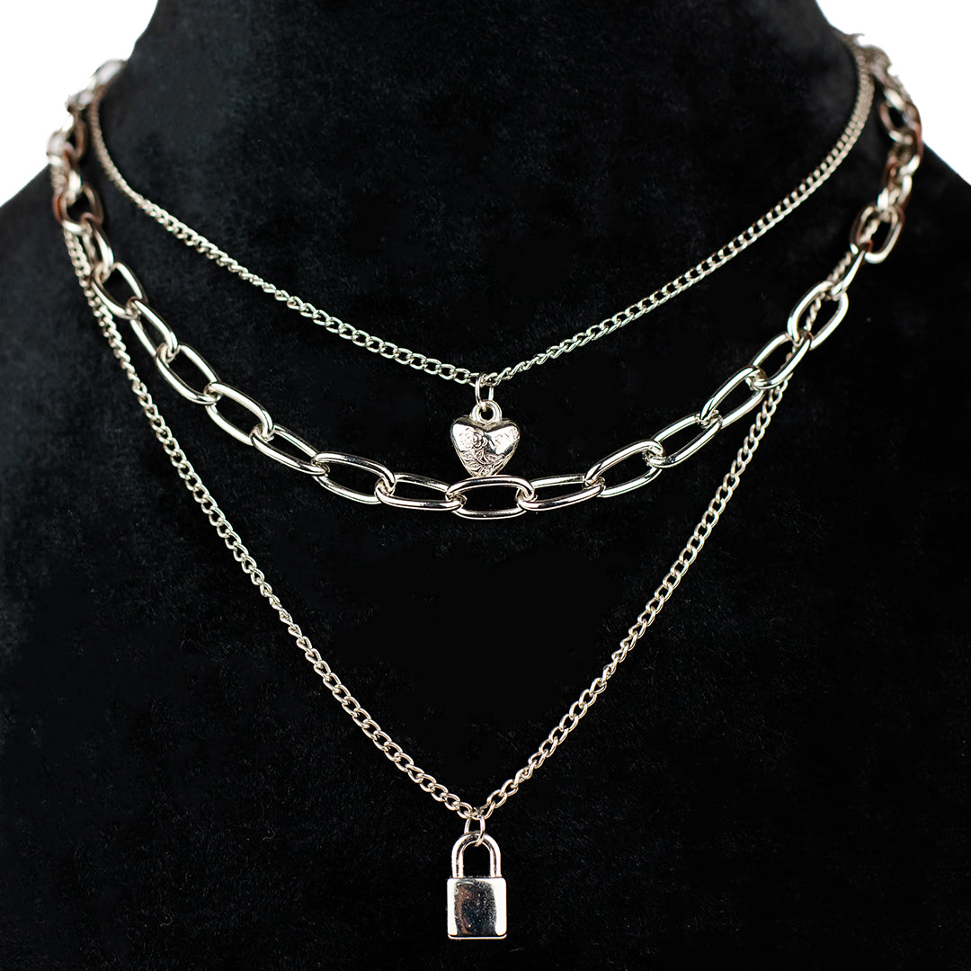 LAFERAH HEART & LOCK PENDANT CHAIN