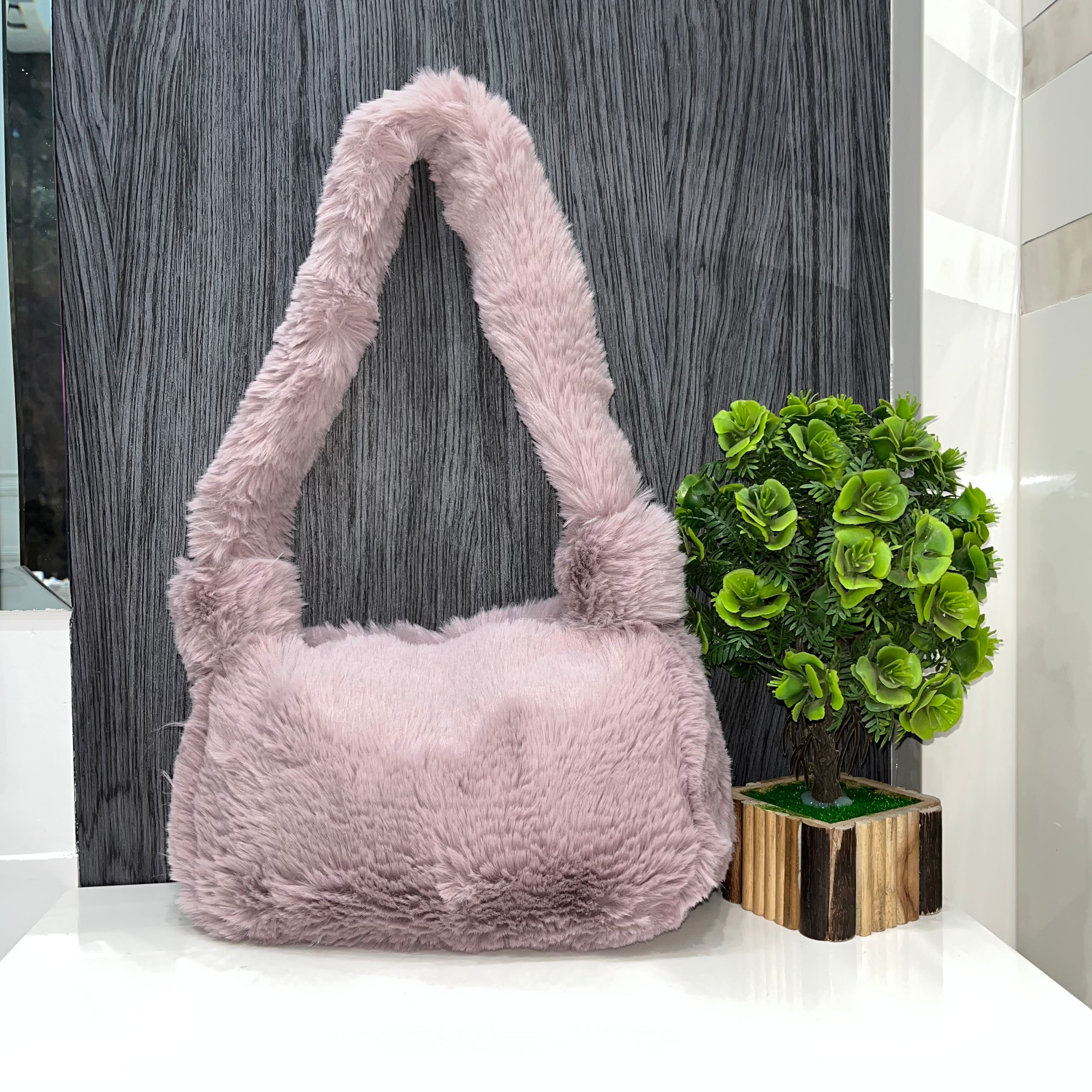 FAUX-FUR SHOULDER BAG